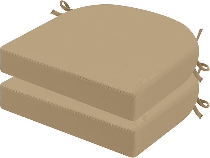 idee-home Outdoor Chair Cushions Set of 2, 19 x 19 Outdoor Seat Cushions | Patio Chair Cushions for Outdoor Furniture Waterproof with Ties, Outdoor Seat Cushion, Patio Chair Pads Dining Chair by idee-home