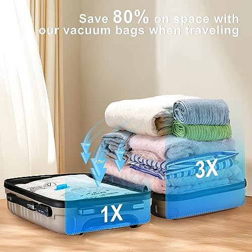 UPGOGO Combo 16 Pack Travel Vacuum Bags with Portable Electric Pump, Space Saver Vacuum Storage Bags for Clothing and Luggage, Travel Essentials - Image 5