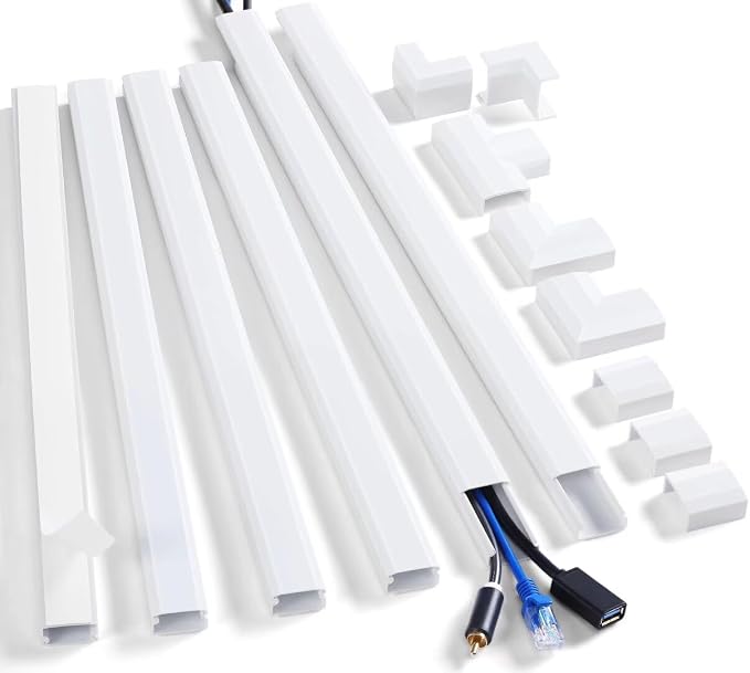 ZhiYo 94.5in Cord Cover Wall Kit, Cord Hider Wire Covers for Cords Wall Mounted TV, Paintable Wire Hiders, TV Cable Hider Cord Concealer, 6 x L15.7in W0.98 H0.5in, White by ZhiYo