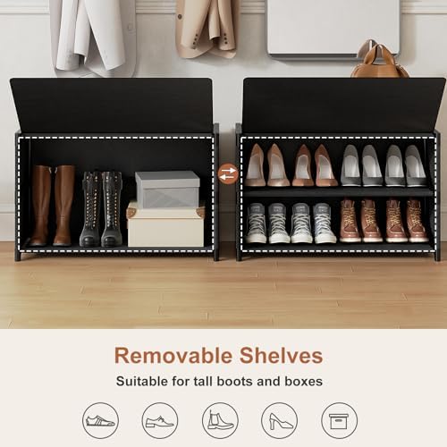 3 Tier Shoe Cabinet with Door, 12-Pair Storage, Black | Compact for Small Closets, Holds Heels, Sneakers, Boots, Door for Dust Pet Protection, Quick Easy Set Up - Image 7