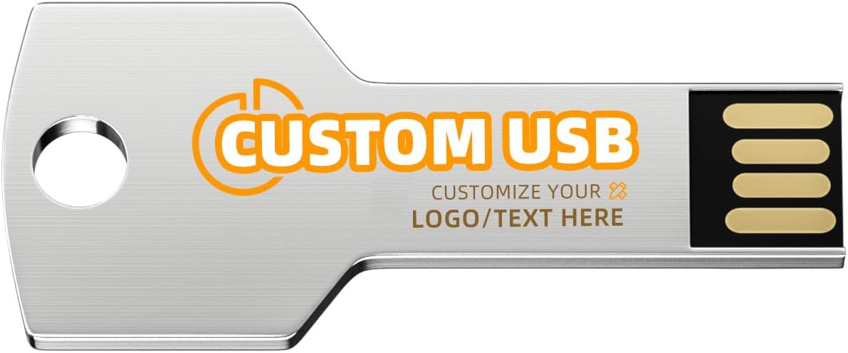 Bilious Custom Personalized USB Keychain Flash Drive 10Pack 4GB/8GB/16GB/32GB/64GB/128GB/256GB, Metal Style Thumb Drive Portable Memory Stick, Waterproof Jump Pen Drive for Storage and Backup by Bilious