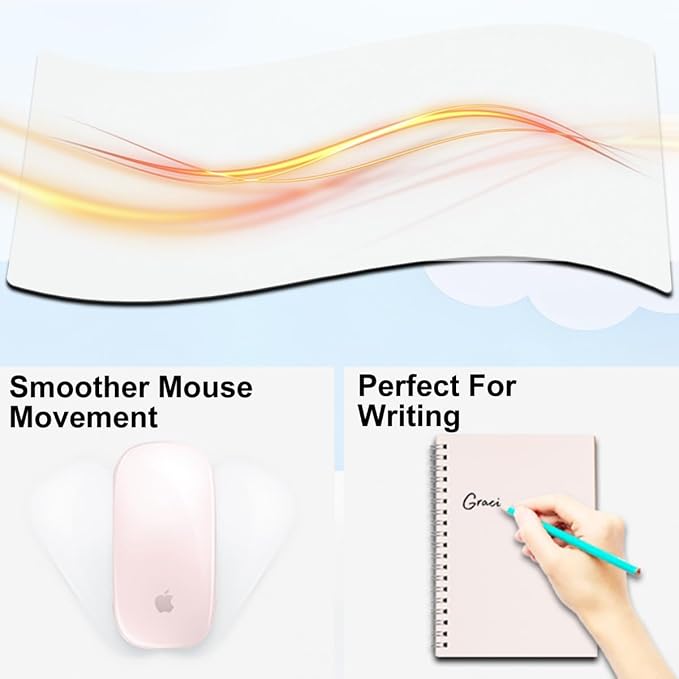 Desk Mat with Wireless Charging, White Mouse Pad with Wireless Charger, Desk Pad Matt for Desktop, Mousepad Gaming Large Mouse Pad, Leather Compute for Keyboard and Mouse, 32" x 16" - Image 4
