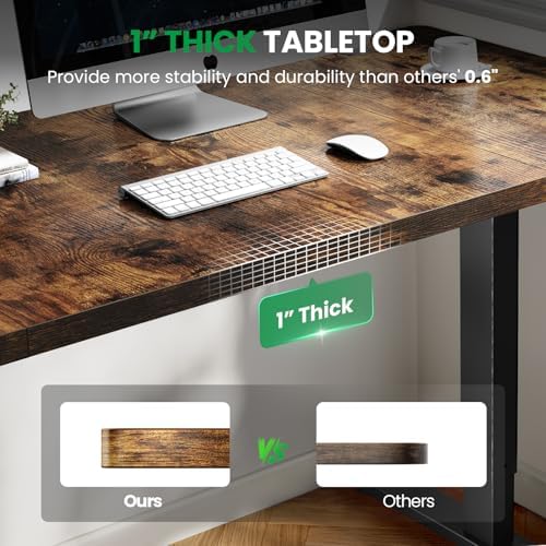 Brown 60x28 in Electric Standing Desk, 1 Inch Thick Tabletop - Image 3