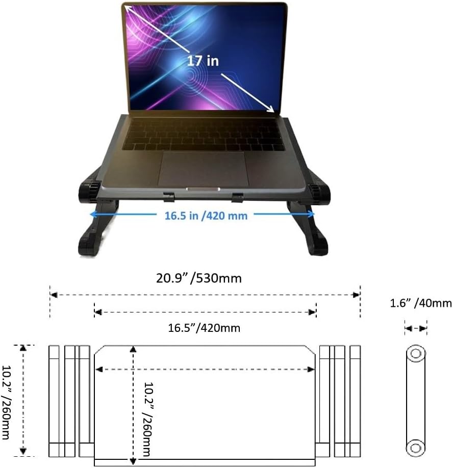 Adjustable Lap Laptop Computer Portable CPU Cooling Fan Ergonomic Vented Table Stand Desk Tray (420 * 260mm with Mouse Pad & Double Fans, Pink) - Image 7