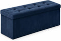 ALASDO 43 Inch Folding Storage Ottoman Bench with Hidden Storage, Velvet Storage Ottoman Foot Rest Stool, End of Bed Bench for Bedroom, Living Room, Entryway and Closet, Navy Blue by ALASDO