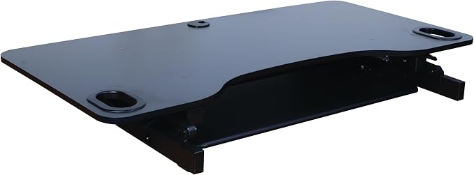 Rocelco 45" Height Adjustable Standing Desk Converter - Slide Out Retractable Keyboard Tray - Sit Stand Up Triple Monitor Riser - Dual Piston Lift Tabletop Computer Workstation - Black (R ADRB-45) - Image 5