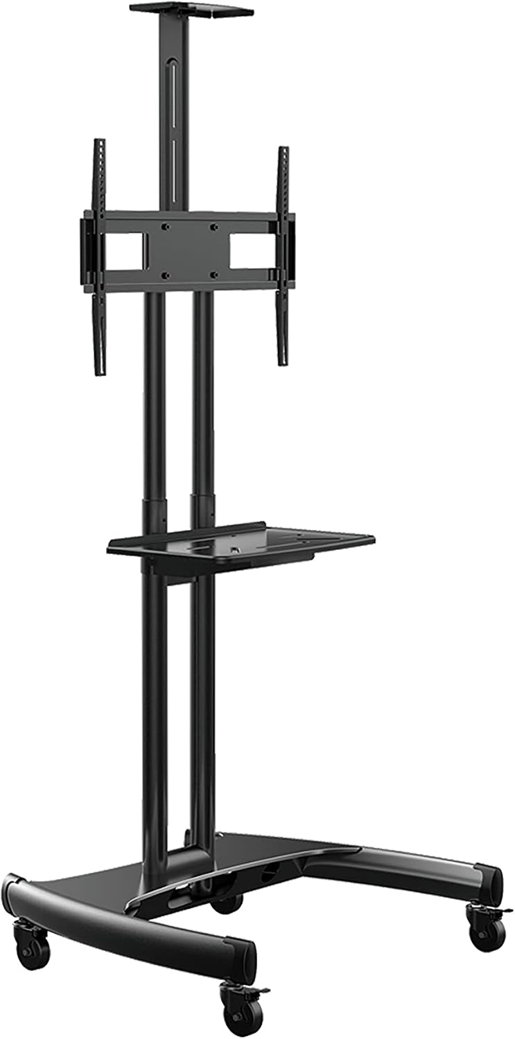Rocelco VSTC 32"-70" Mobile Flat Screen, Monitor, A/V and TV Cart with A/V Component and Webcam Shelves (R VSTC), Black by Rocelco