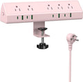 Jgstkcity Desk Clamp Power Strip USB C 45W,Surge Protector,Pink | 4 USB-C,Edge Mount,1875W Extension Cord,15A Switch,ETL Listed,Office,Gaming,Dorm by Jgstkcity