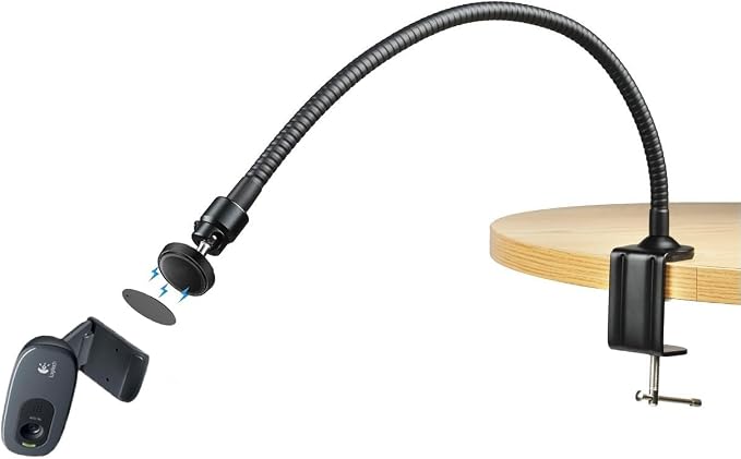 Brio 101 Webcam Stand, Magnetic Webcam Clamp Mount Holder Compatible with Logitech Brio 101 100/Brio 301 300/Brio 501 500/Brio 4K/C270/C310 webcams - Image 9