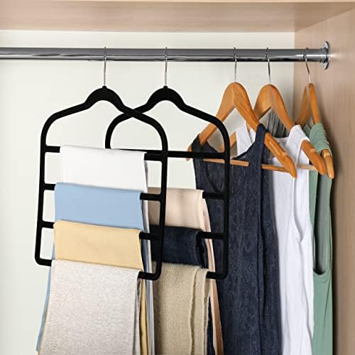 Velvet Pant Clothes Hanger Space Saving Non Slip Hanger Jean Slack Hangers | Multiple Velvet Hanger Closet Organizer Storage and Organization for Jeans,Scarf,Tie(Black, 5) - Image 6