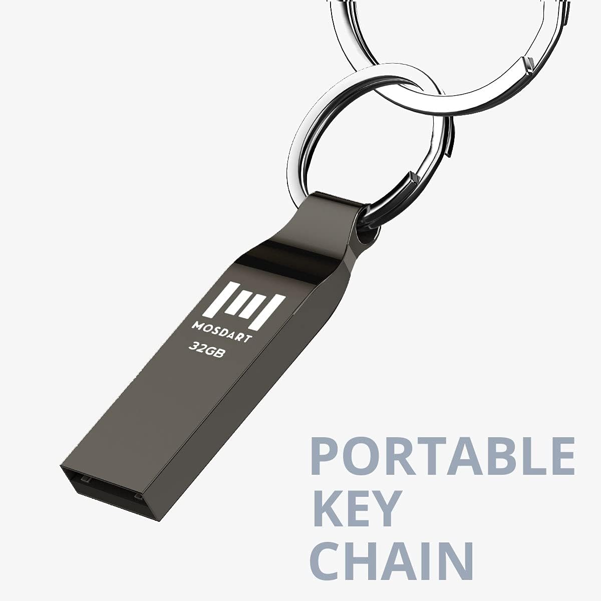 MOSDART 2pcs 32GB Metal USB 2.0 Flash Drive Waterproof with Keychain,Gray - Image 5