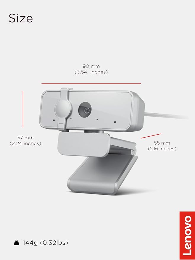 Lenovo 310 FHD Webcam, 1080p, FHD Resolution @30 FPS, Plug-and Play USB Connectivity, 1.8M Cable, 2 Integrated Microphones, External Privacy Shutter, White - Image 6