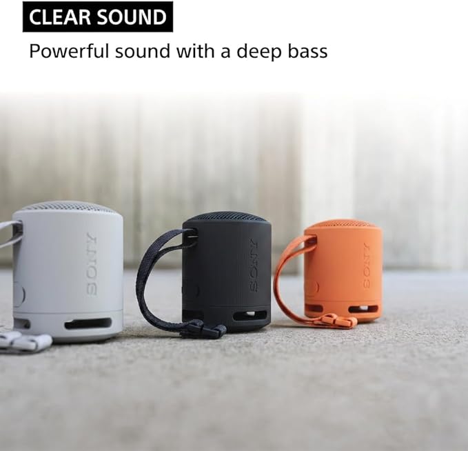 Sony SRS-XB100 Wireless Bluetooth Portable Lightweight Speaker, Light Gray | 16 Hr Battery, Super-Compact Travel Speaker, IP67 Waterproof & Dustproof Shower Speaker, Versatile Strap, Hands-free Calling - Image 3