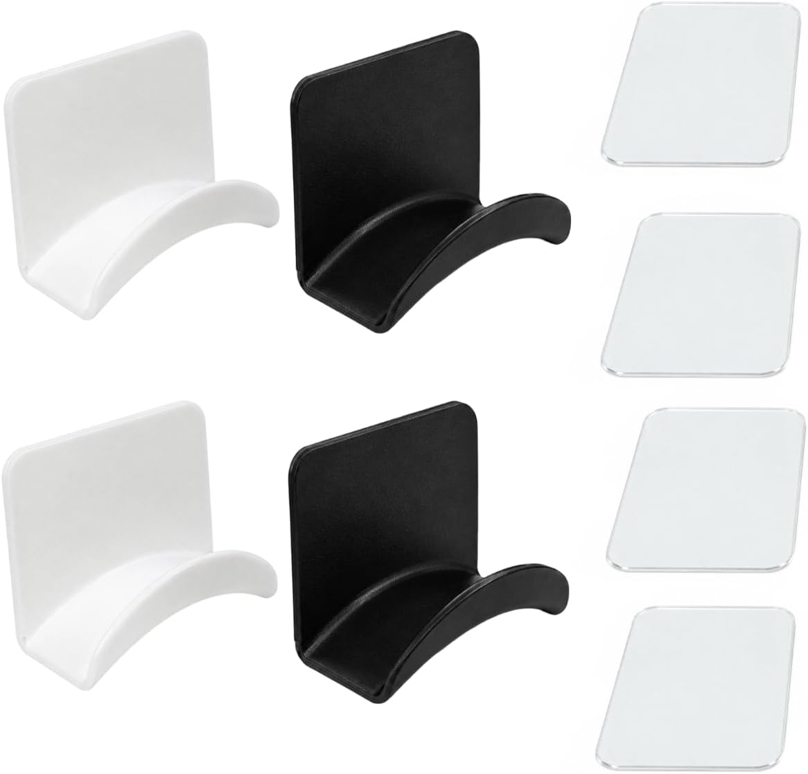4Pcs Headphone Bracket, Wall-Mounted Headphone Holder, Stick-on Headset Hook Stand, Gaming Earphones Hanger(Black and White) by NexusPulse