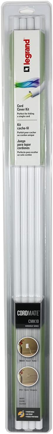 Legrand - Wiremold Kit Cordmate, Organizer and Hider, Cover, Concealer, and Protector for Wall, Single Cord, CMK10, Paintable | Cord Hider, On Wall, Self Adhesive, Hide up to 1 Cord, Cut to Size, Customizable, Cable Concealer - Image 4