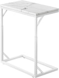 C-Shaped End Table, Small Sofa Table with Metal Frame, Adjustable Height Side Table for Couch, Living Room, Bedroom, Bedside (White, Medium) by Joyofcife
