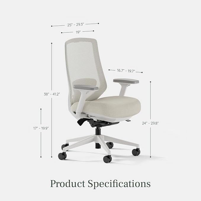 Branch Ergonomic Chair Pro, Mesh Office Chair with 14 Points of Adjustment | Height, Depth and Tilt Adjustable, 5D Armrests, Forward Tilt, Smooth Recline, and Lumbar Support, Shore - Image 3