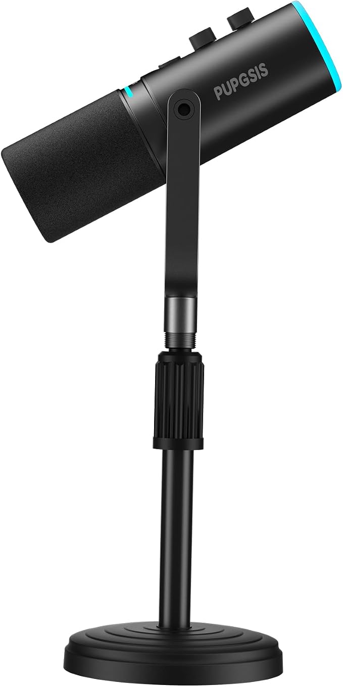 PUPGSIS Podcast Dynamic Microphone, XLR/USB Recording PC Microphones for Broadcast, Podcast, Recording, Gaming & Streaming, Studio Mic with Mute, Headphone Jack, Monitoring Volume Control, Windscreen - Image 2