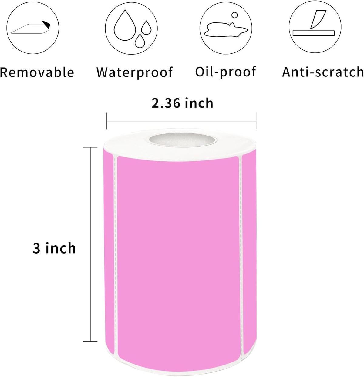 2×3 Inch Pink Removable Thermal Labels,Writeable,Removable,Thermally Printable,300 Sheets per Roll with Perforated Lines - Image 2