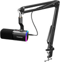 MAONO XLR/USB Gaming Microphone for PC, Dynamic Computer Mic for Streaming Podcasting, Noise Reduction, Mute, Volume Control, RGB Boom Mic for Vocal Recording,Voice-Over, PD100XS Black by MAONO