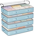 Budding Joy 4 Pack Under bed Storage, Storage Bins with Clear Lids | Underbed Storage Bags for Blankets, Towels, Comforter, Sweaters, Linen Sheets, Wrapping Paper by BuddingJoy-BuildaJoyfulLifeforYou