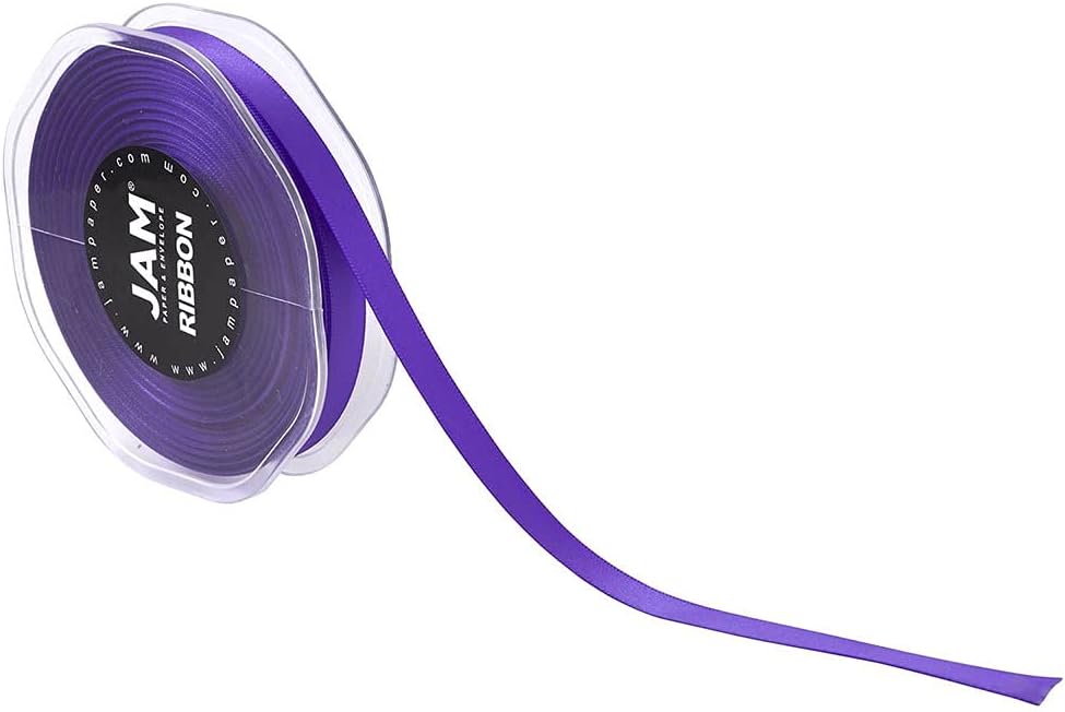 JAM PAPER Double Faced Satin Ribbon - 3/8 Inch Wide x 25 Yards - Purple - Sold Individually by JAM Paper