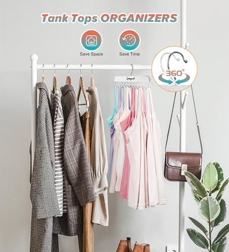 Gomyrod Tank Top Hanger, 2 Pack w/40 Hooks Bra Hanger for Closet Organizer | Premium Wood Space Saving Hanger, 360°Rotating Closet Organizers and Storage, Multi Hook Hanger for Dorm & Apartment, White - Image 6