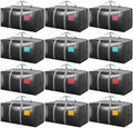 12 Pack Moving Bags with Full-Open Side Zipper, Extra Large 93L Heavy Duty Waterproof Foldable Storage Totes for College Dorm, Moving & Home Organization Gray by RMOHRO