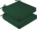 downluxe Waterproof Outdoor Chair Cushions for Patio Furniture, 24" x 24" x 4" Patio Chair Cushion with Adjustable Ties & Portable Handle, Outdoor Cushion with Removable Cover, Forest Green, 2 Pack by Downluxe