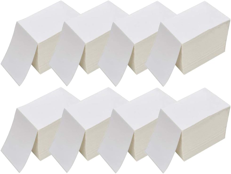 RyhamPaper 4" x 6" Fanfold Direct Thermal Labels - White Shipping Mailing Postage Labels, Perforated, Permanent Adhesive (8 Stacks - 8000 Labels) by RyhamPaper
