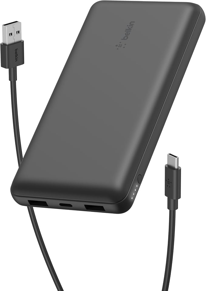 Belkin 20000mAh 15W 3 Port Power Bank, USB A to USB C Cable Included | Fast Charging, iPhone 17, Samsung Galaxy, Pixel, Airpods, iPad, Nintendo Switch 2, Battery Pack, USB C Port, USB A Port by Unknown