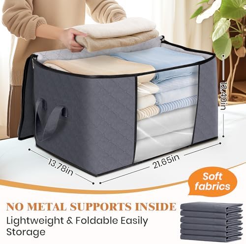 Fab totes 8 Pack Storage Bags for Clothes Blanket Storage Bins with Lids | Foldable Closet Organizers with Zippers,Window and Handles,Fabric Storage Bins for Sweater,Comforter,Bedding,Dorm essentials - Image 2