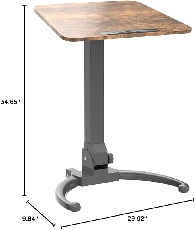JOY worker Foldable Rolling Standing Desk, 90° Tilt Sit Stand Portable Desk | Dark Walnut MDF Desktop, Height Adjustable, Collapsible Low Base with Hidden Wheels, Non-Slip Bar, Holds 22lbs, Home Office - Image 2