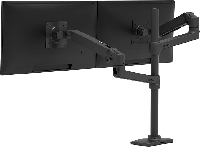 Ergotron – LX Vertical Stacking Dual Monitor Arm, VESA Desk Mount – for 2 Monitors Up to 40 Inches, 7 to 22 lbs Each – Tall Pole, Matte Black - Image 2