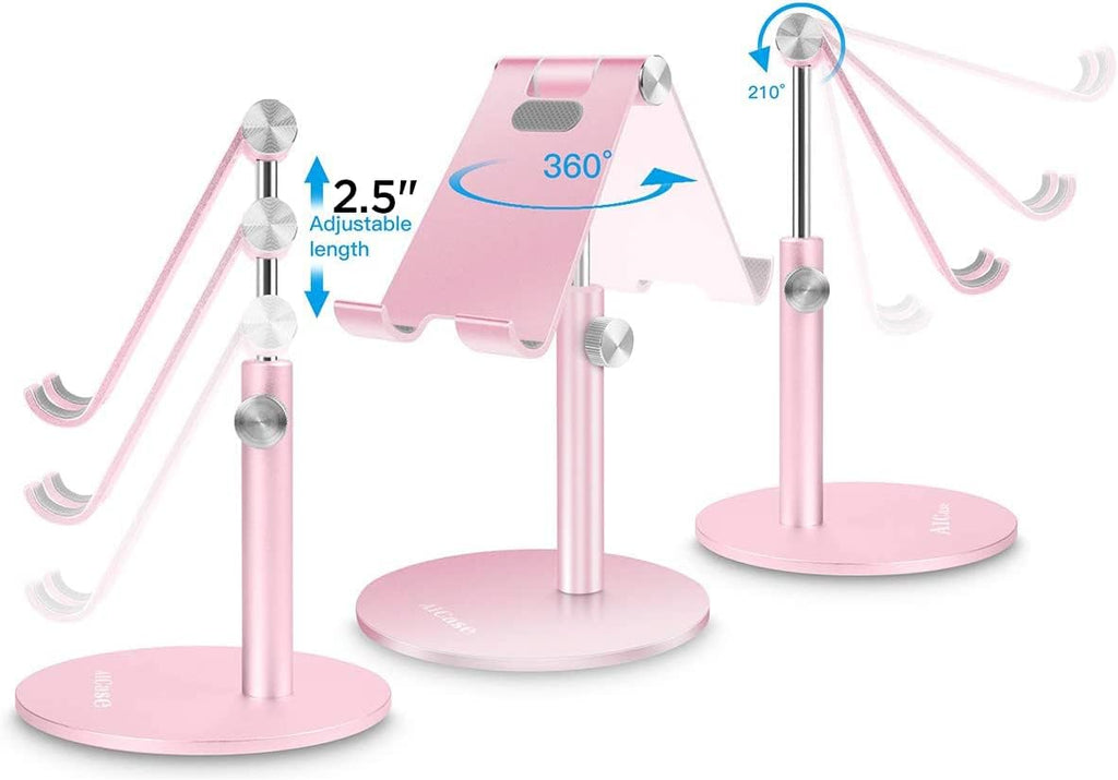 AICase Adjustable Tablet/Phone Stand, Telescopic Adjustable iPad Stand Holder,Universal Multi Angle Aluminum Stand Compatible with Smart Cell Phone/Tablet/iPad(4-13 inch), Rose Gold - Image 4