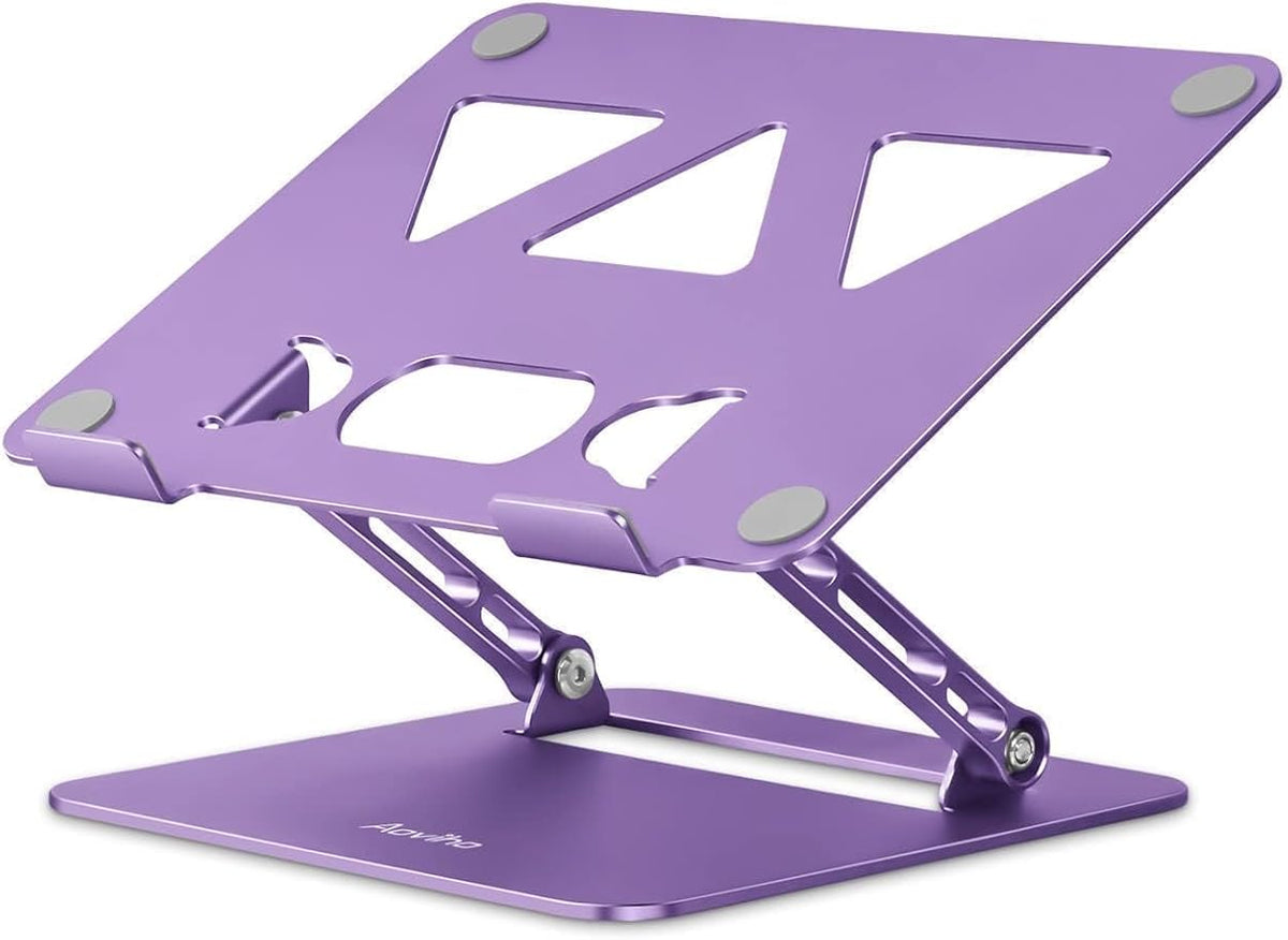 Aoviho Adjustable Laptop Stand for Desk,Portable Laptop Stand Holder and Riser,Foldable Aluminum Notebook Computer Stands for MacBook Air Pro HP Lenovo Dell Samsung Chromebook, 10-15.6 inch, Purple by Aoviho