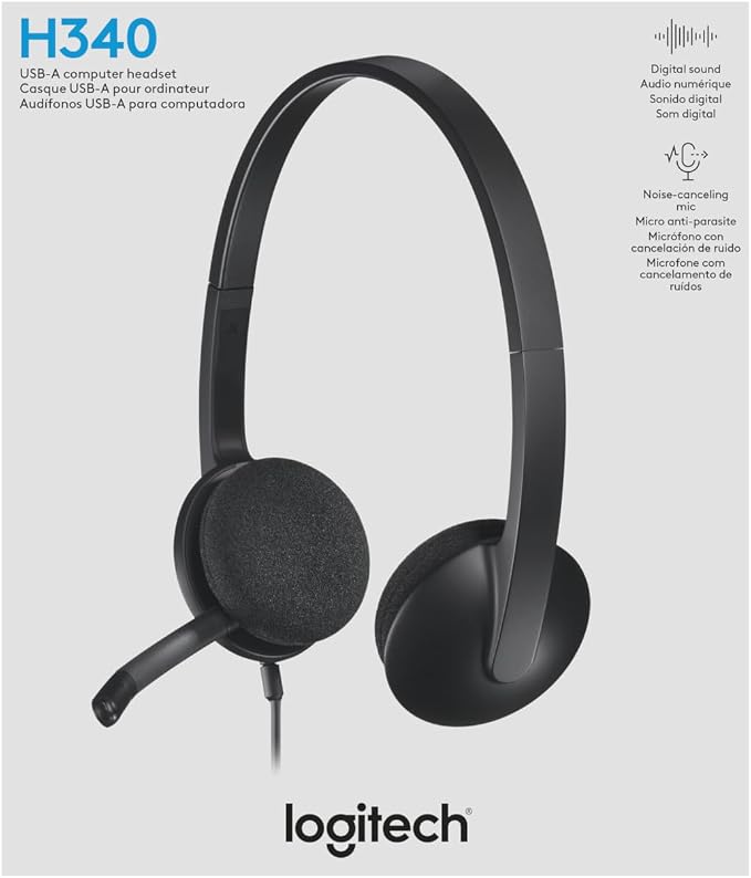 Logitech USB Headset H340 Stereo Windows and Mac - Black | Compatible with Windows and Mac, lightweight design, clear digital audio - Image 8