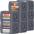 Fab totes 90L Clothes Storage, Foldable Thick Fabric Blanket Storage Bags | Foldable Containers with Zippers,Window and Handles for Organizing Bedroom, Closet, Comforter, Bedding,Dorm essentials by Fabtotes