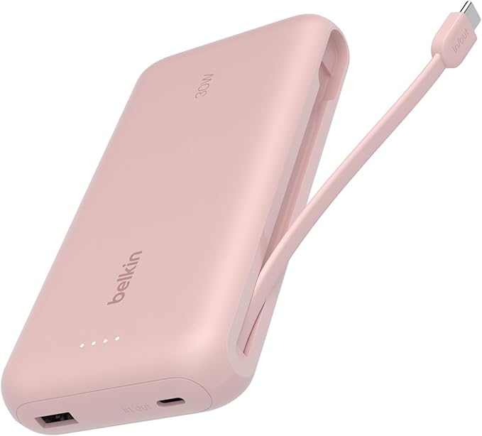 Belkin 20000mAh 30W USB C Power Bank, Portable Charger for iPhone & iPad | Fast Charging, Integrated USB C Cable, Eatra USB C Port, iPhone 17, iPad, Samsung Galaxy S26, Charge 2 Devices by Unknown