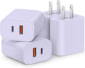 [4 Pack] USB C Charger Block Fast Charging Multiport Adpater [PD 20W USB-C & QC 3.0 USB-A Port] for iPhone 17/16/15/14/13/12/11/X/8, iPad, Galaxy, Google & More [Purple] by CXX