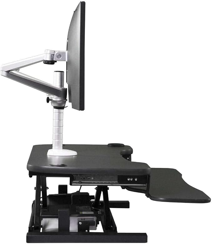 OmniView Single Monitor Stand - Height Adjustable Arm for 13” to 27" Flat or Curved Screens - 360° Rotation & VESA Compatible - Sturdy Desk Mount Holds up to 15 lbs | Black - Image 4