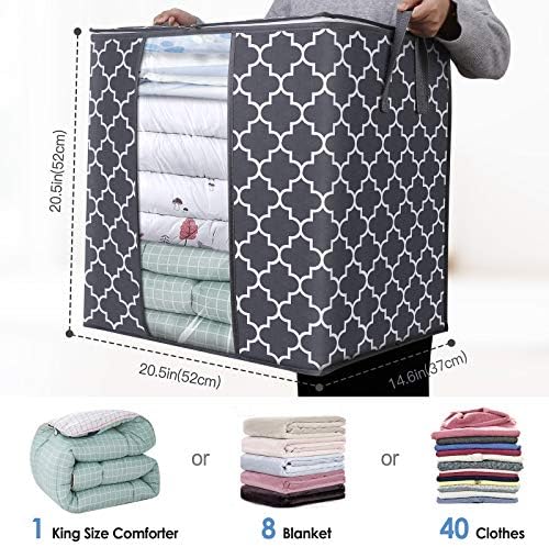 Storage Bags 3 Pack 100L Clothes Organization and Storage Containers | Large Blanket for Comforters,Bedding, Foldable Organizer with Reinforced Handle, Clear Window, Sturdy Zippers, Greyy - Image 2