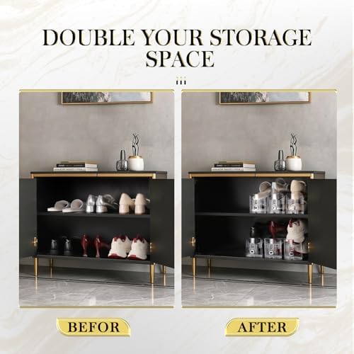 Shoe Slots Organizer 12 Pack - Shoe Stacker,3 Levels Adjustable,Space Savers 50%,Double Layer Holders for Closet (Transparent),Organizador de Zapatos - Image 5