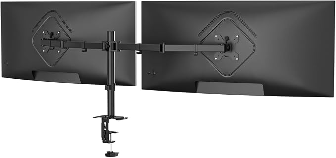Suptek Dual Monitor Desk Mount, Adjustable Dual Monitor Arm for 2 Monitor Screens up to 43 inch, 15.75" Pole Monitor Stand for Desk, Holds up to 22 lbs, Black(MD9442LB) by suptek