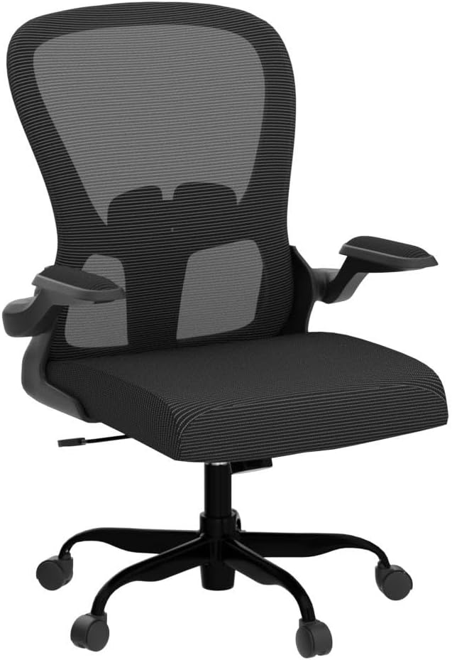 Ergonomic Office Chair, Comfort Swivel Home Office Task Chair, Breathable Mesh Desk Chair, Lumbar Support Computer Chair with Flip-up Arms and Adjustable Height - Image 5