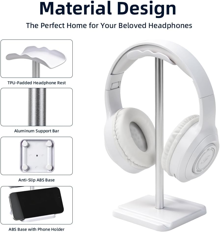 Headphone Stand for Desk, Headset & Earphone Holder with Utility Slot - Image 3