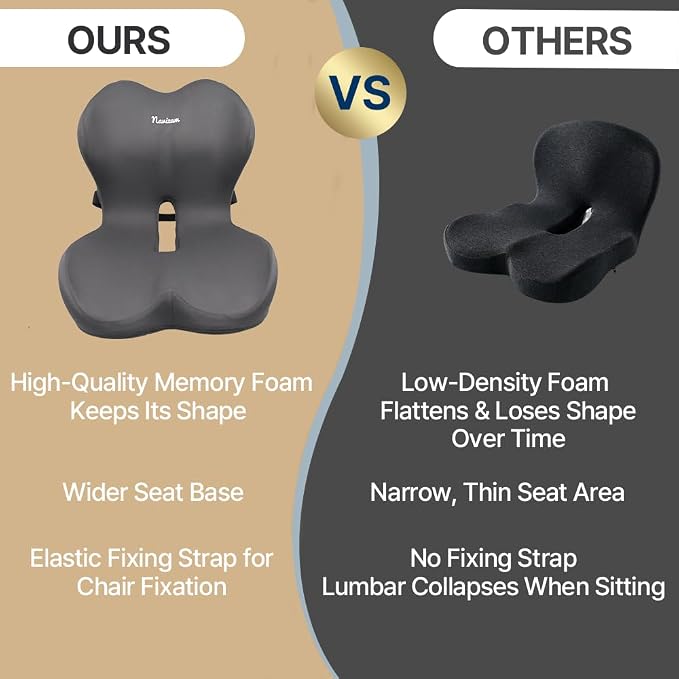 Navizam Lumbar Support Pillow for Office Chair with Memory Foam Cushion | Ergonomic Office Chair Cushion with 60D Memory Foam, Lumbar Support & One-Piece Design - Image 3