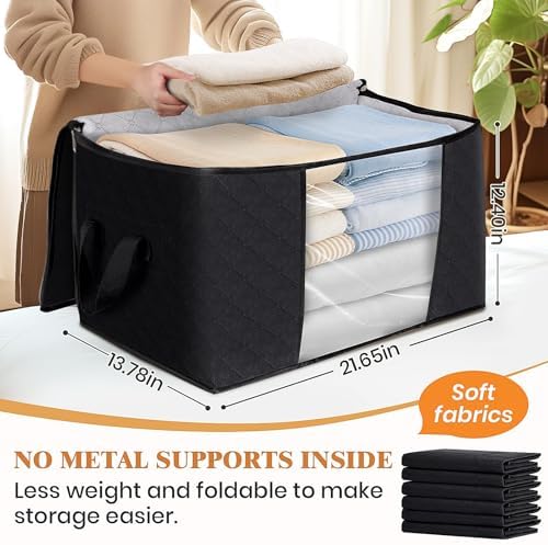 Fab totes 8 Pack Storage Bags for Clothes Blanket Storage Bins with Lids | Foldable Closet Organizers with Zippers,Window and Handles,Fabric Storage Bins for Sweater,Comforter,Bedding,Dorm essentials - Image 2
