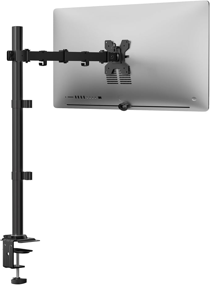 WALI Tall Monitor Arm Mount for Desk for 13-34 inch Screens, 22 lbs per Arm | Single Extra Tall Monitor Mount, Full Motion with Tilt, Swivel, Rotation, VESA Mount 75/100mm,for Office/Home (M001XL), Black by WALI