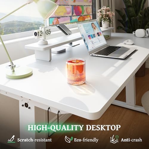 White 47x24 in Electric Standing Desk, 0.8 Inch Thick Tabletop - Image 7